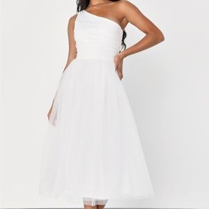 Lulu one shoulder midi tulle dress